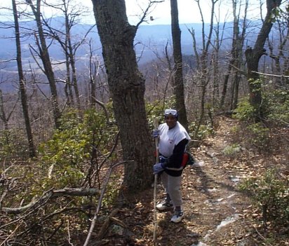 Rebecca working on the trail