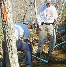 Group working on the trail