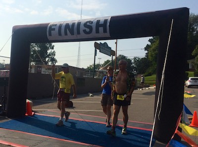 Ed Demoney finishes 100 miles with daughter Lisa and Chris Scott